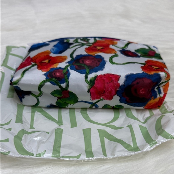 NWT Clinique Vibrant Blue and Red Floral Cosmetic Pouch Beauty Bag Makup Bag - Picture 5 of 12